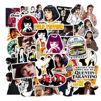 50pcs Pulp Fiction Collectible Stickers for Laptop Water Bottle Luggage Snowboard Bicycle Skateboard Decal for Adult Waterproof Aesthetic Stickers
