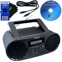 Sony Bluetooth & NFC (Near Field Communications) MP3 CD/CD-RW MEGA BASS Stereo Boombox with Digital Radio AM/FM Tuner & USB Playback + Xtech Cleaner + Auxiliary Cable & HeroFiber Cleaning Cloth