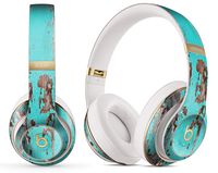 Wood Pattern Design Skinz Premium Full-Body Cover Wrap Decal Skin-Kit for The Beats by Dre Studio (1st Generation) - Turquoise Chipped Paint on Wood