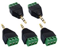 AAOTOKK 3 Pole 3.5mm Screw Terminal 3.5mm (1/8) Stereo Audio Male to 3 Pin Female Screw Terminal Double Track Headphone Balun Solderless Converter Adapter(5 Pack/Male)