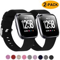 Welltin 2 Pack Bands Compatible with Fitbit Versa/Fitbit Versa 2 / Fitbit Versa Lite for Women Men, Breathable Woven Fabric Strap, Adjustable Replacement Wristband for Fitbit Versa Smart Watch