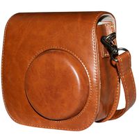 Brappo PU Leather Instant Camera Case for Fujifilm Instax Mini 8 /Mini 8+ /Mini 9 with Adjustable Strap and Pocket (Brown)