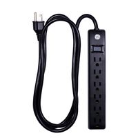 GE 6-Outlet General Purpose Power Strip, 6-Ft Cord, Black, 14088