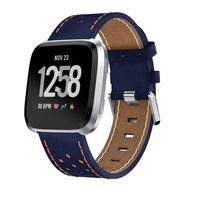 KisFace Fitbit Versa Replacement Leather Bands, Fitbit Accessories Wristbands Flower Print Series Strap for Fitbit Versa(Blue 2)