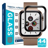 Tech Armor 3D Curved Edge Glass Screen Protector Designed for Apple Watch Series 4 / Series 5 44mm (Black) [1-Pack]