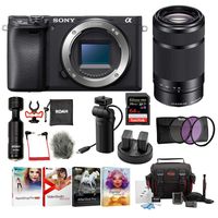 Sony a6400 Body Only Mirrorless Digital Camera Bundle: 64 GB SDXC Card, Filter Kit, 3 Batteries, USB Charger, Corel Photo Suite, Messenger Bag, VCT-SGR1 Grip, SD Card Wallet, Shotgun Mic