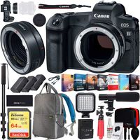 Canon EOS R 30.3MP Mirrorless Full Frame Digital Camera Body Bundle with 64GB Memory Card, Photo and Video Professional Editing Suite and Accessories (8 Items)