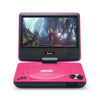 Impecca 7" Portable DVD Player with Flip and Swivel Screen has USB and SD/SDHC Memory Card Slots, Remote Control 3.5 mm Headphone Jack Include AC Adapter and Car Adapter (Pink)