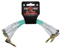 Pig Hog PHLIL6SG Lil' Pigs Right-Angle 1/4" Vintage Seafoam Green Instrument Patch Cables, 6" (3 Pack)