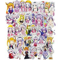 Kawaii Anime Water Bottle Stickers, Cute Trendy Girl Teen Kids Laptop Travel Case Computer Wall Skateboard Motorcycle Phone Bicycle Luggage Guitar Bike Stickers Decal (Miss Kobayashi's Dragon Maid)