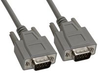Amphenol CS-DSPMDB09MM-015 9-Pin DB9 Premium D-Sub Cable, Shielded, Male/Male, 15', Gray