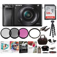 Sony Alpha a6000 Mirrorless Camera (Black) w/ 16-50mm Lens & 128 GB SD Bundle