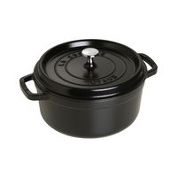 Staub 1102425 Cast Iron Round Cocotte, 4 qt, Black Matte