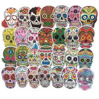 60-Pcs PVC Stickers Vinyl Colorful Skull Laptop Car Decals Waterproof Sunlight-Proof Durable for Cars Motorbikes Luggage Skateboard Decor