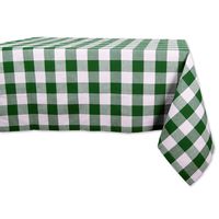 DII 5095  Cotton Buffalo Check Plaid Rectangle Tablecloth for Family Dinners or Gatherings, Indoor or Outdoor Parties, & Everyday Use (60x104",  Seats 8-10 People), Green & White