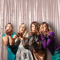 PartyDelight 10Ft X 10FT Champagne Non-Transparent Satin Sequin Backdrop Curtain for Party Wedding Christmas Photography.(10X10,Champagne)