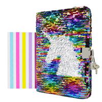 VIPbuy Magic Reversible Unicorn Sequin Notebook Diary Lined Travel Journal with Lock and Key for Kids Girls, Size A5 (8.5" x 5.5"), 78 Sheets
