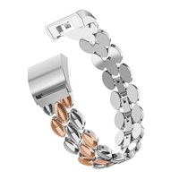 Wearlizer Compatible with Fitbit Charge 2 Gold Women Bands Metal Replacement Fit bit Charge hr 2 Bands/Assesories/Strap Adjustable for Bands Charge 2 No Tool is Needed (Rose Gold+Silver)