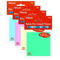 BAZIC 80 Ct. 3 X 3 Inches Lined Stick On Notes (5107-24)