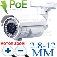 USG 2MP 1080P HD Motorized Zoom + Auto-Focus Lens 2.8-12mm IP PoE Bullet Security Camera : ONVIF, WDR, 72x IR LEDs, RTSP, IP66 Weatherproof Housing : View Remotely