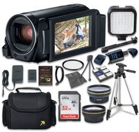 Canon VIXIA HF R800 Camcorder with Sandisk 32 GB SD Memory Card + LED Light + Extra Accessory Bundle