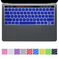 YMIX MacBook Keyboard Cover for Touch Bar Models 2017 & 2016 Release MacBook Pro 13 (A1706) & MacBook Pro 15 (A1707) with Touch ID Dust Proof Silicone Keyboard Skin - Dark Blue