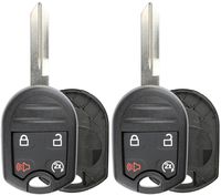 KeylessOption Keyless Entry Remote Uncut Blank Ignition Key Blade Fob Shell Case Cover Buttons for F-150 F-250 (Pack of 2)