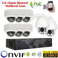 GW Security 8 Camera 1920P PoE IP CCTV Kit : 6 x 5MP 1080P IP PoE 2.8-12mm Dome Cameras + 2 x 1080P Auto Tracking IP PTZ 4.7 ~ 94mm 20 times Optical Zoom + 1x 8 Channel 1080P NVR + 1x 4TB HDD