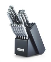 McCook MC21 14 Pieces FDA Certified Stainless Steel Hollow Handle Kitchen Knife Set in Hard Wood Block with Built-in Sharpener(Stainless Steel)