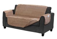 Serta | Quilted Electric Warming Furniture Protector, Pet Safe & Durable Easy Care Microsuede Fabric (Loveseat Protector, Camel)