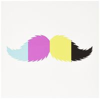 3dRose Hipster CMYK Furry Mustache Cartoon - Greeting Cards, 6 x 6 inches, set of 6 (gc_102436_1)