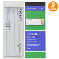 Emraw 2-Part Carbonless Cash or Rent Receipt Book General Purpose Sales Money Book White and Canary Contractor's Invoice Proposal Form Book Sales Tickets Pack of 2