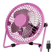 Peyou Mini Table Fan, 4 Inch USB Desk Portable Fan－3.6 ft USB Cable－Personal Metal Desktop Fan Powered by Computer,Laptop,Power Bank Fan－360° Adjustable Operation Fan for Office,Home,Traveling(Pink)