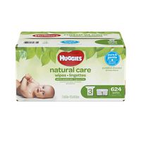 HUGGIES Natural Care Unscented Baby Wipes, Sensitive, 3 Refill Packs Plus Refillable Tub, 624 Count Total
