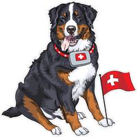 Dog Bernese Mountain Dog with flag 5x5 inches man's best friend puppy animal america united states murica color sticker state decal die cut vinyl - Made and Shipped in USA