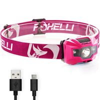 Foxelli USB Rechargeable Headlamp Flashlight - 180 Lumen, up to 40 Hours of Constant Light on a Single Charge, Bright White Led + Red Light, Compact, Easy to Use, Lightweight & Comfortable Headlight
