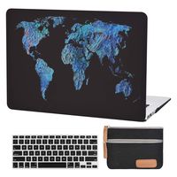 Laptop Hard Case MacBook Air 13 inch Case A1369 A1466 Matte Rubberized Hard Shell Case Cover (Modal: A1369 & A1466) with A1369 A1466 Silicon Keyboard Cover and Small Pouch-3D World Map