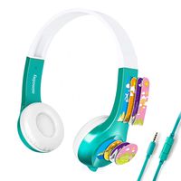 Kids Headphones On-Ear Headphones Folding Without Deformation HD Sound Headphones for Kids and Children with 85db Volume Limited Safe Headset/Mic for 3.5mm/PC/Cellphone/mp3 (Green)