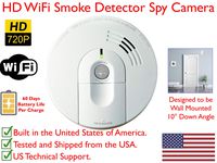 Zeus CCTV 720P HD 60 Day Battery Powered WiFi Wall Mount KD Smoke Detector Fire Alarm Spy Camera (720P, 60 Day Battery, 16GB SD, Wall Mount Model)