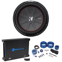 Kicker43CWR124 COMPR12 1000 Watt 12" Car Subwoofer Sub+Mono Amplifier+Amp Kit