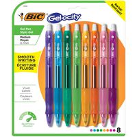 BIC Gel-ocity Original Retractable Fashion Gel Pen, Medium Point (0.7 mm), Assorted Colors, 8-Count