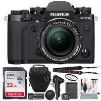 Fujifilm X-T3 Mirrorless Digital Camera (Black) and 18-55mm Lens Kit with 32GB Card and Tripod Accessory Bundle