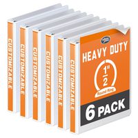 Wilson Jones Heavy Duty Round Ring View Binder, 1/2", Customizable, White, 6-Pack (W70363-13W)