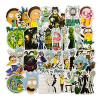 Rick Cartoon Morty Laptop Stickers Vinyl for Water Bottle Snowboard Car Suitcase Helmet Bicycle Guitar Door Travel Luggage Phone Case DIY Decoration Fashionable Waterproof Decal (35pcs)