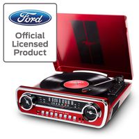 Ion Audio Mustang LP Ford 4-in-1 Classic Car Styled Music Center, Red