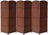 Sorbus Room Divider Privacy Screen, 6 ft. Tall Extra Wide Foldable Panel Partition Wall Divider, Double Hinged Room Dividers and Folding Privacy Screens, Diamond Double-Weaved (6 Panel, Espresso Rust)
