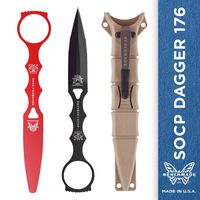Benchmade - SOCP Dagger 176 Combo with Sand Sheath, Skelentonized Dagger, Plain Edge, Coated Finish, Black Handle