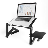 FLEX DESK Adjustable Laptop Stand with Mouse Pad - Portable Lightweight Standing Laptop Table for Desk Bed Sofa - Ergonomic Lap Workstation, Keyboard Riser with Ventilation, Ultrabook MacBook Notebook