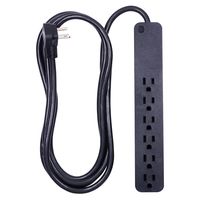 GE Power Strip Surge Protector, 6 Outlets, Fast Charge, Flat Plug, Extra Long Power Cord, 8ft, Wall Mount, Black, 37052 (Renewed)