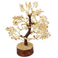 FASHIONZAADI Citrine Gemstone Money Tree Healing Crystals Stone Feng Shui Bonsai Crystal for Home Decoration Living Room Décor Spiritual Gift Size 10-12 inch (Golden Wire)